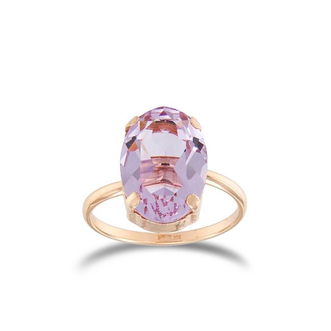 Anello in argento 925 rosa con zircone lilla