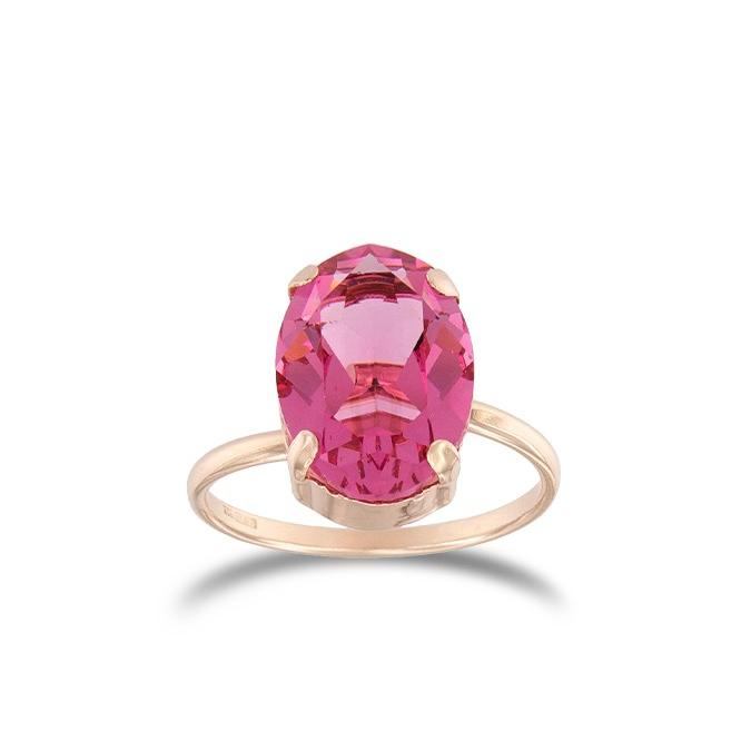 Anello in argento 925 rosa con zircone rosso magenta 