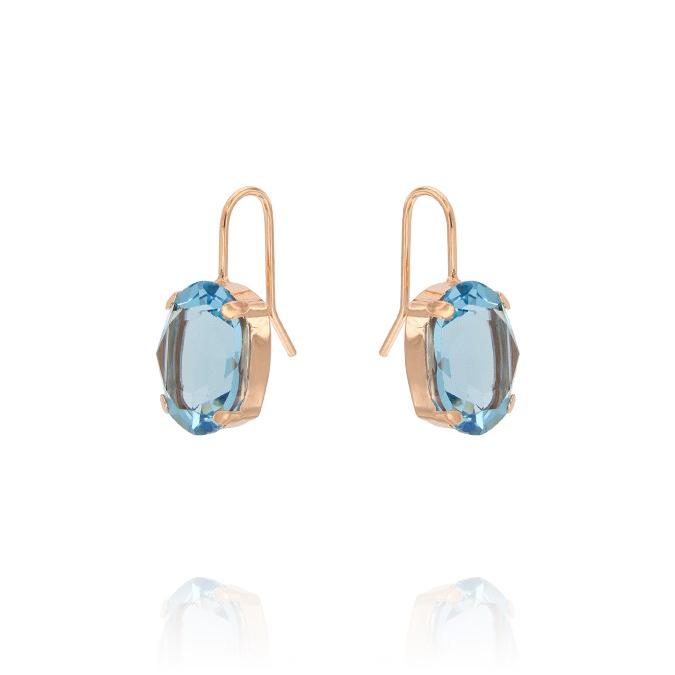 Orecchini ad amo in argento con zircone azzurro