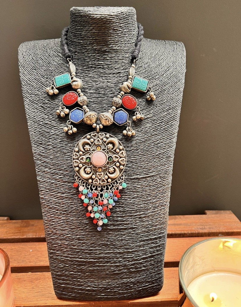 Collana afghana con pietra doozy colorata naturale COD. BC21