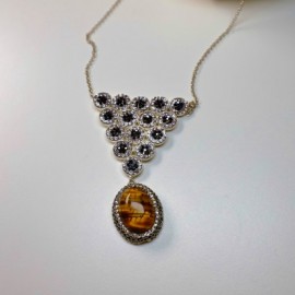 Vendita Collana in argento 925 con Occhio di Tigre e cristalli