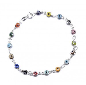 Vendita BRACCIALE TURCO EVIL EYE CON 1 CATENINA - MULTICOLORE 