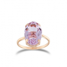 Anello in argento 925 rosa con zircone lilla